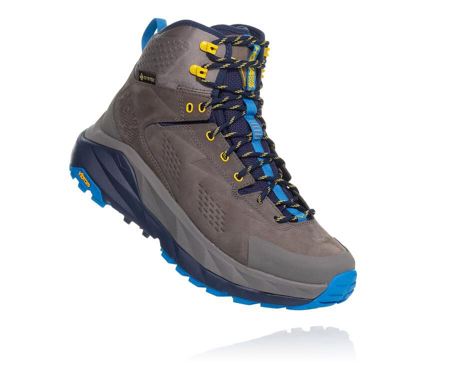 Hoka One One Mens Hiking Boots - Kaha GORE-TEX - Grey/Blue - YMIH81650